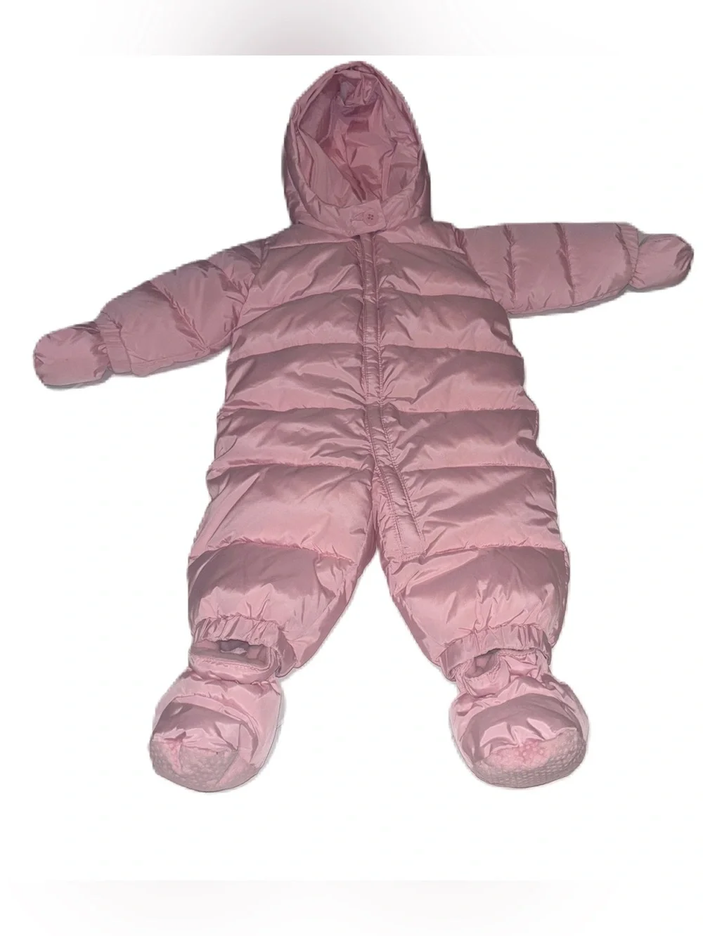 Baby GAP Baby Pink Hooded Quilted Ski Suit fleece Insulated Jumpsuit 6-12 months